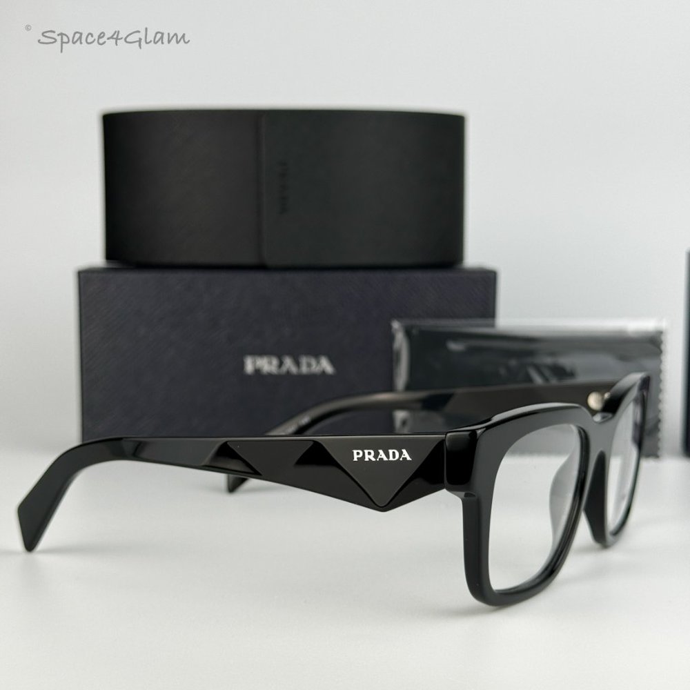 Prada Men Eyeglasses Black Demo Square PRA10V 16K101 BRAND NEW - Picture 6 of 8